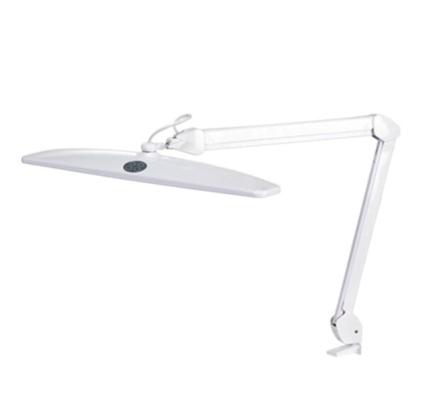 מנורת זכוכית מגדלת מקצועית עם תאורת LED וזרוע מתכווננת בצבע לבן